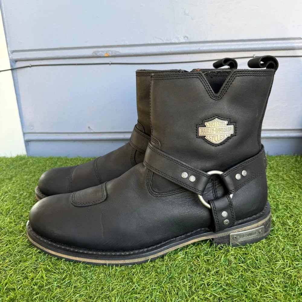 Harley Davidson Mens Conklin Waterproof Black Motorcycle Boots Size 12M Biker